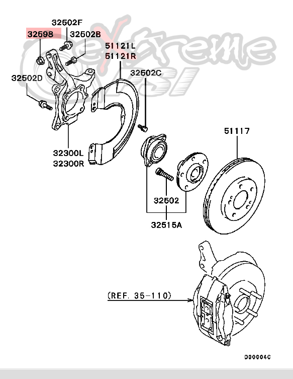 OEM Front Wheel Hub Nut: Mitsubishi Lancer EVO VIII & IX