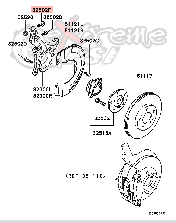 OEM Front Wheel Hub Bolt (upper): Mitsubishi Lancer EVO VIII & IX