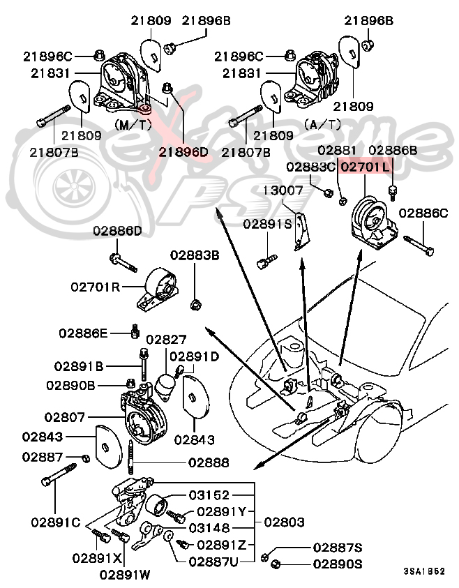 OEM Rear Engine Mount Bracket (Manual Transmission Only): Mitsubishi Eclipse 95-99