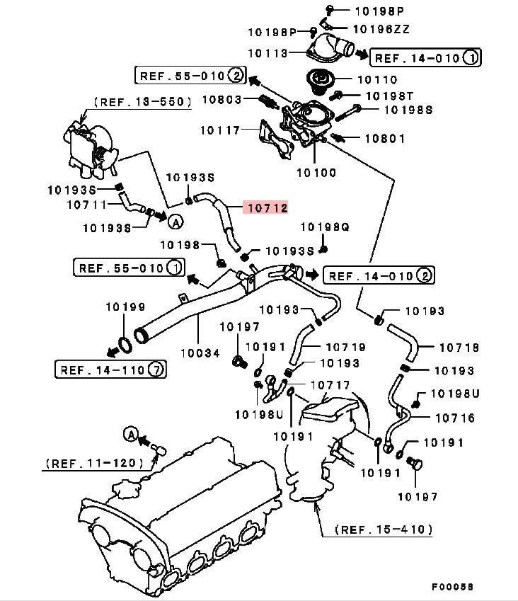 OEM Throttle Body to Water Pipe Return Hose: Mitsubishi Lancer EVO VIII & IX