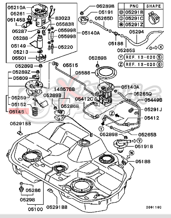 OEM Fuel Tank Gauge Sending Unit w/ Floater: Mitsubishi Evolution VIII & IX